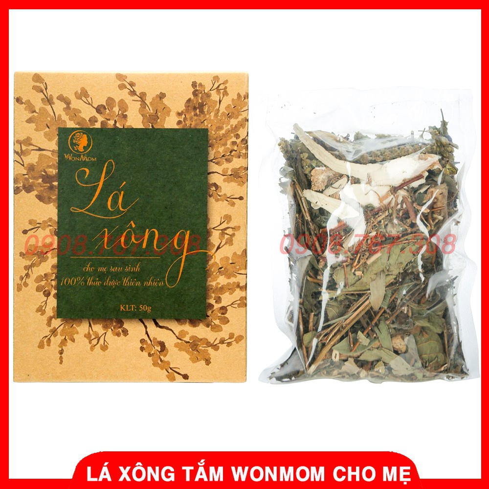 Hộp Lá Xông Sau Sinh Toàn Thân Thảo Dược Cho Mẹ - Thảo Dược Thiên Nhiên Wonmom (50gr/gói) - 8938510206358