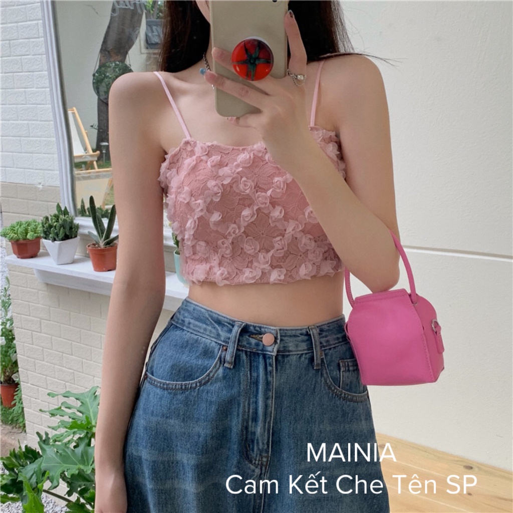 Áo Bra Ren Hoa Hồng Nhí Hai Dây Ngàn Hoa 3 Màu Siêu Xinh Áo Crotop Phối Quần Jean Đi Biển Cực Đẹp Mainia Shop
