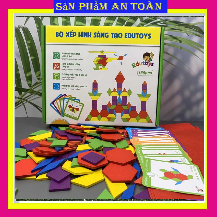 Bộ đồ chơi xếp hình sáng tạo Pattern block 155 CT có hộp xịn xò