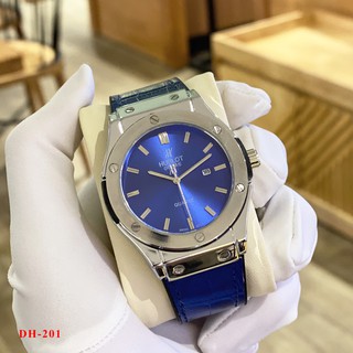 Đồng hồ nam HuLo mặt tròn size 42 caro cao cấp dây da chống nước