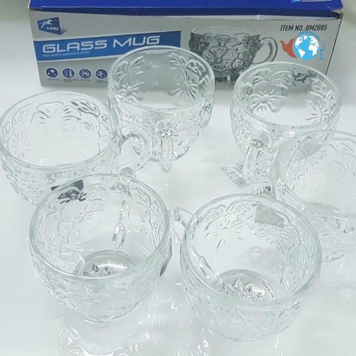 Bộ 6 ly thủy tinh có quai cầm hàng cao cấp