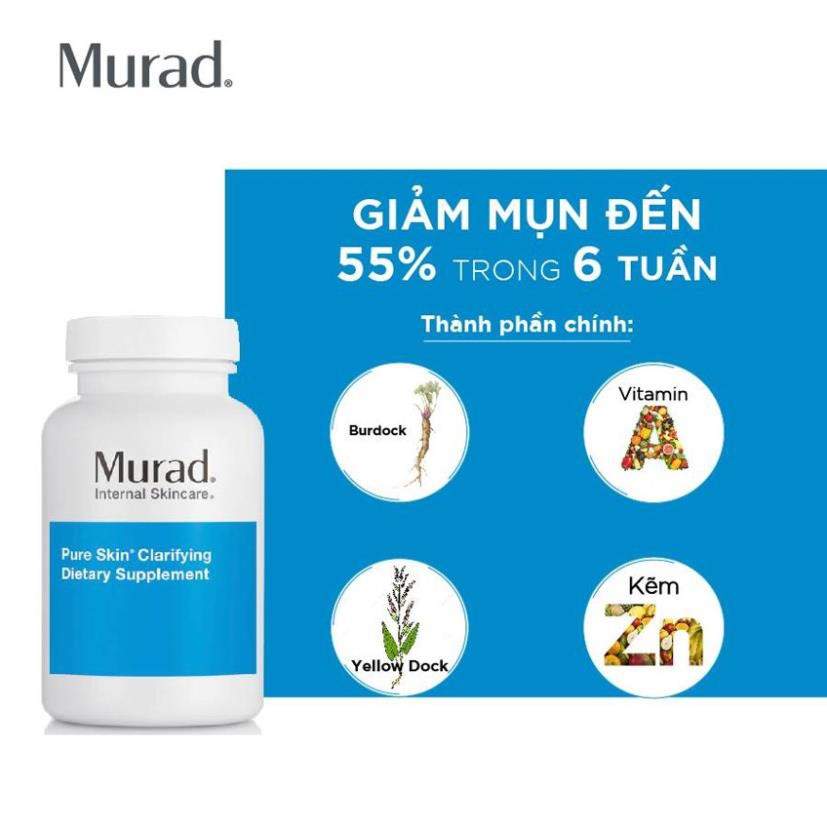 Date 10.22 - Viên Mụn Murad Pure Skin Clarifying Dietary Supplement HÀNG CÔNG TY