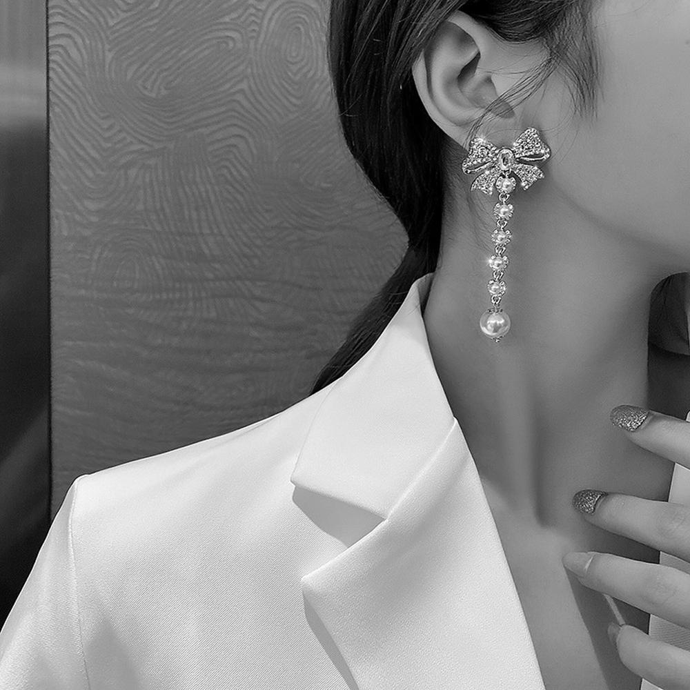 Khuyên Tai Tua Rua Hình Học Đính Nơ VANES1 Thời Trang Mới Thanh Lịch Dành Cho Bạn Nữ