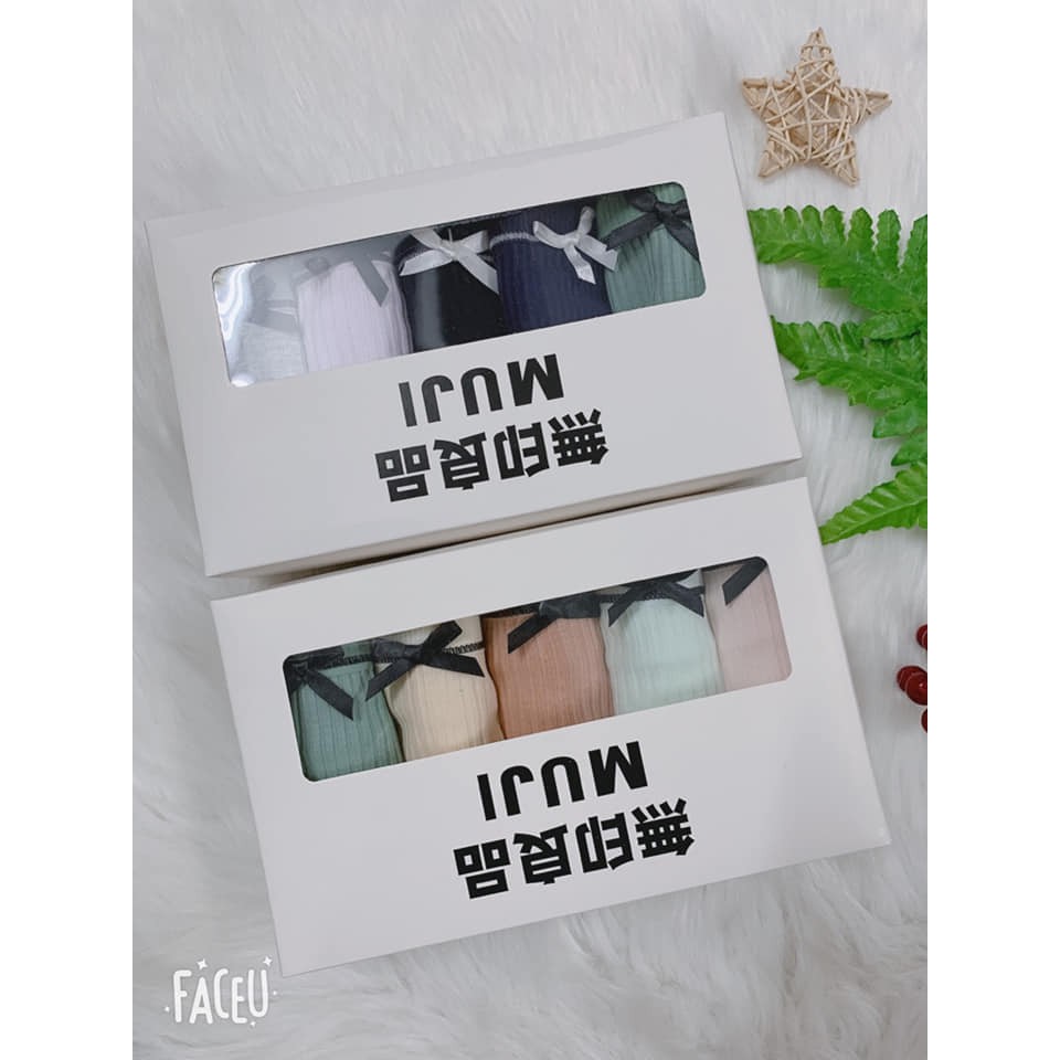 Hộp 5 quần lót nữ gân tăm đính nơ