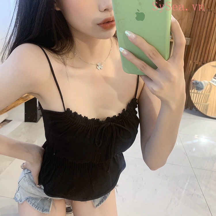 Áo hai dây cho phái nữ màu trơn phong cách thời trang gợi cảm
