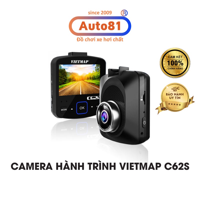 Camera hành trình Vietmap C62S, ghi hình trước sau, cảnh báo tốc độ, mua ngay tặng thẻ nhớ 32G