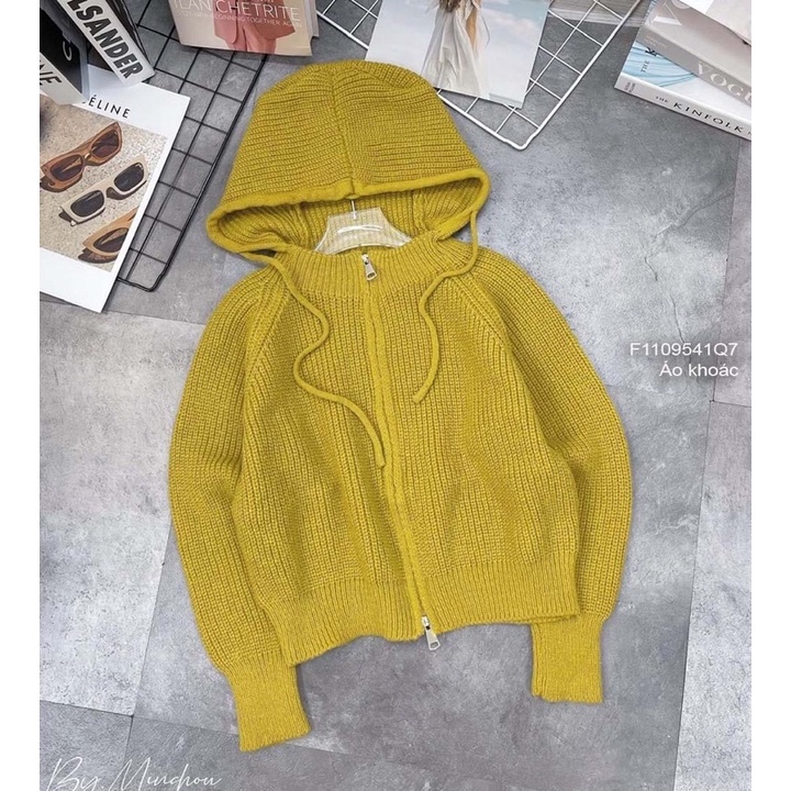Áo khoác len có nón kéo khóa hàng QC!