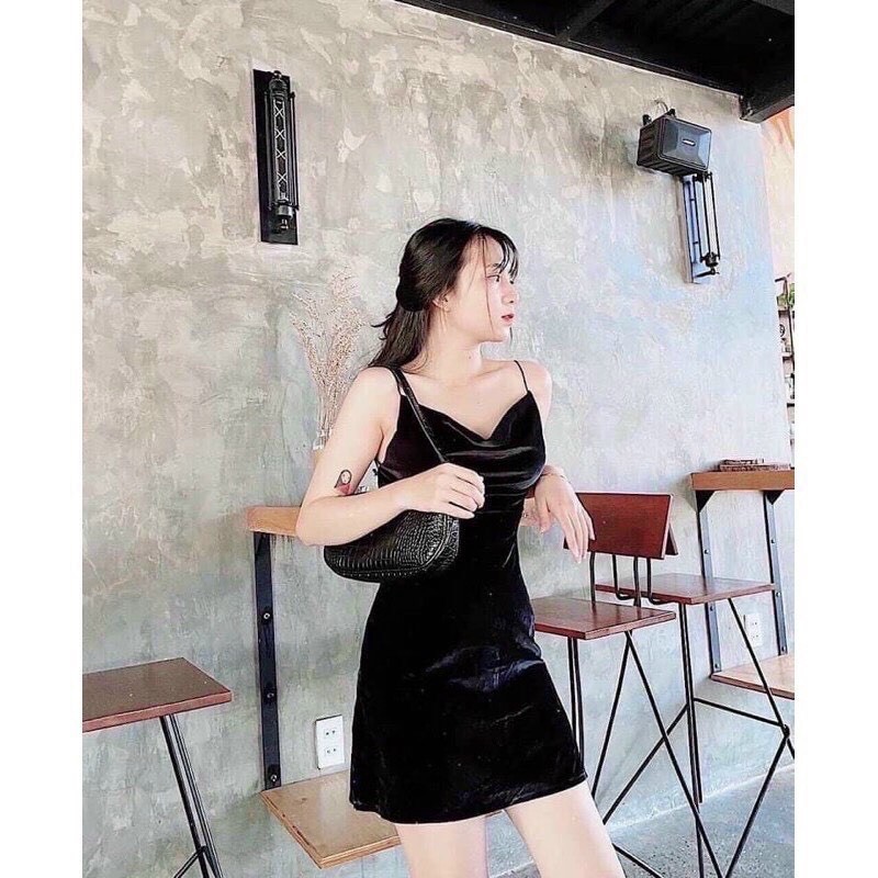 Đầm 2 dây nhung xẻ tà hở lưng_ đầm sexy_Carotshop | BigBuy360 - bigbuy360.vn