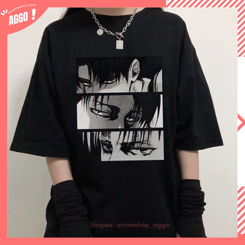 Áo thun tay lửng Levi Ackerman anime Attack On Titan nhiều màu nam nữ đủ size