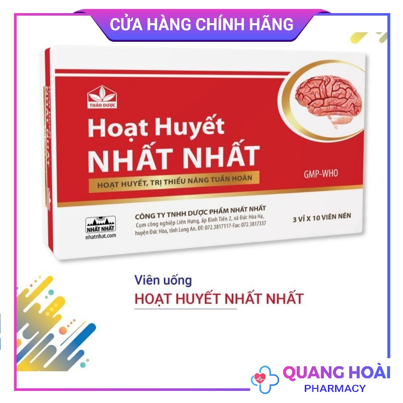 Hoạt Huyết Nhất Nhất tăng cường tuần hoàn não ( hộp 3 vỉ x 10 viên )