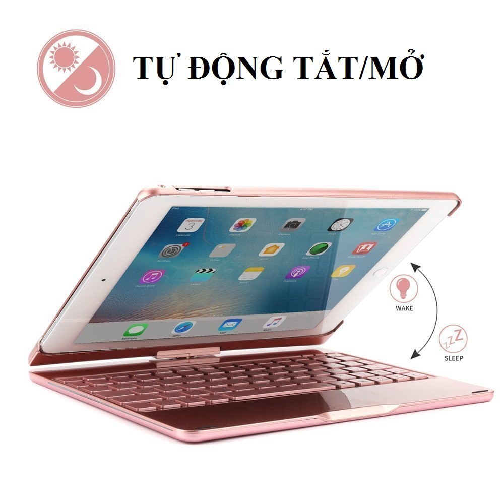 Bàn phím Bluetooth sang trọng xoay 180 độ hOt nhất dành cho ipad Air, Air 2, ipad Pro 9.7, IPad New 2017, ipad 2018