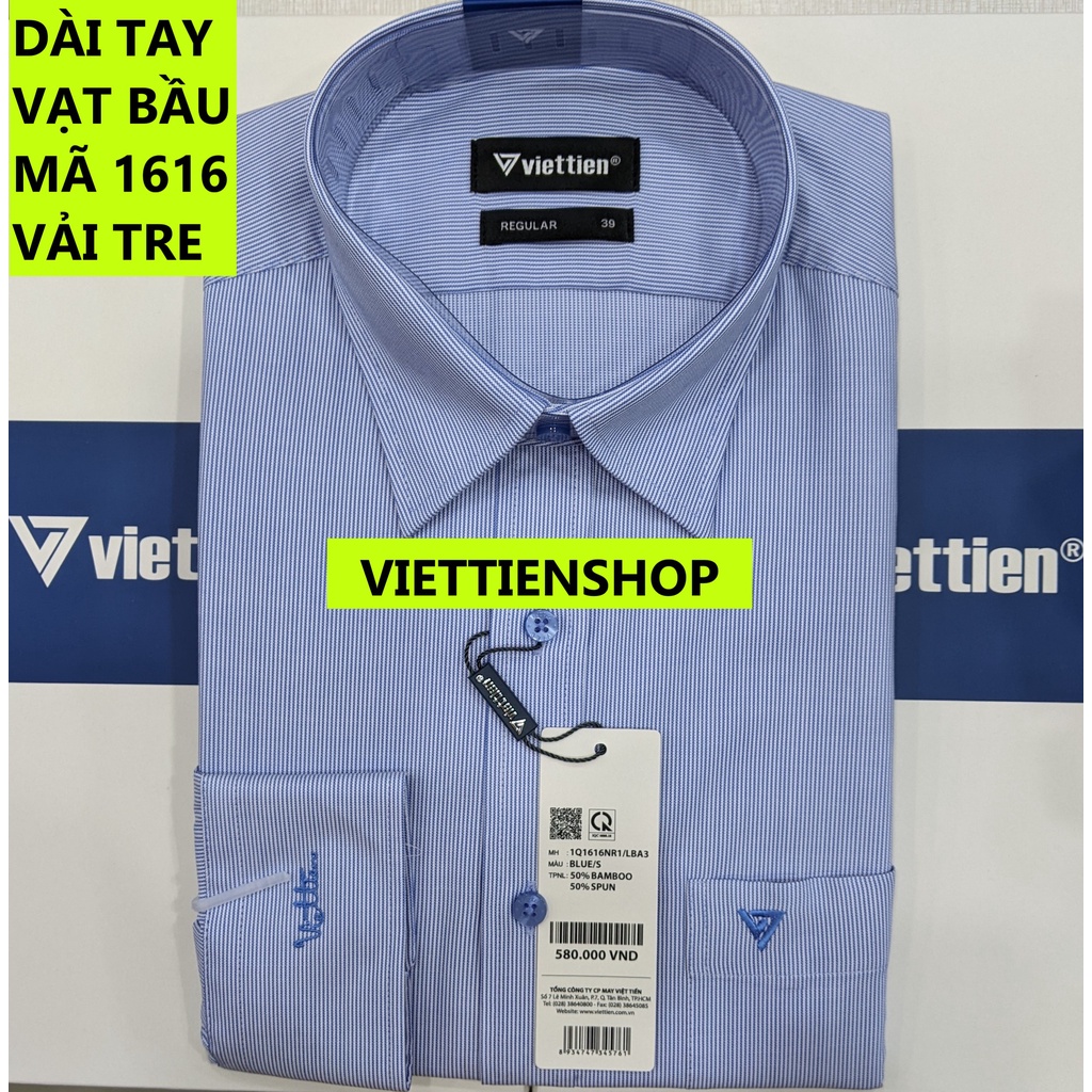 (1616 SL) ÁO SƠ MI VIỆT TIẾN DÀI TAY VẢI TRE KẺ SỌC