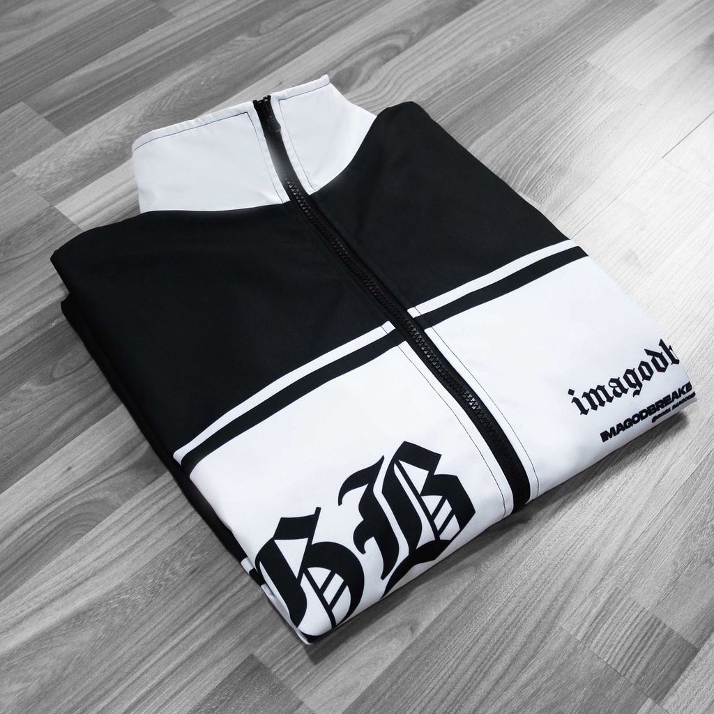 Áo Khoác Dù Unisex Form Rộng BLACK HALF WHITE iMA God Breaker (iGB Black Half White Jacket)