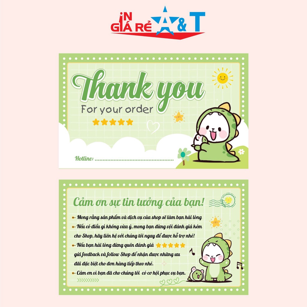 Combo 100 THẺ CẢM ƠN, Thiệp cám ơn, Thankyoucard cho shop bán hàng online bìa cứng cán màng  size 9x5.4cm