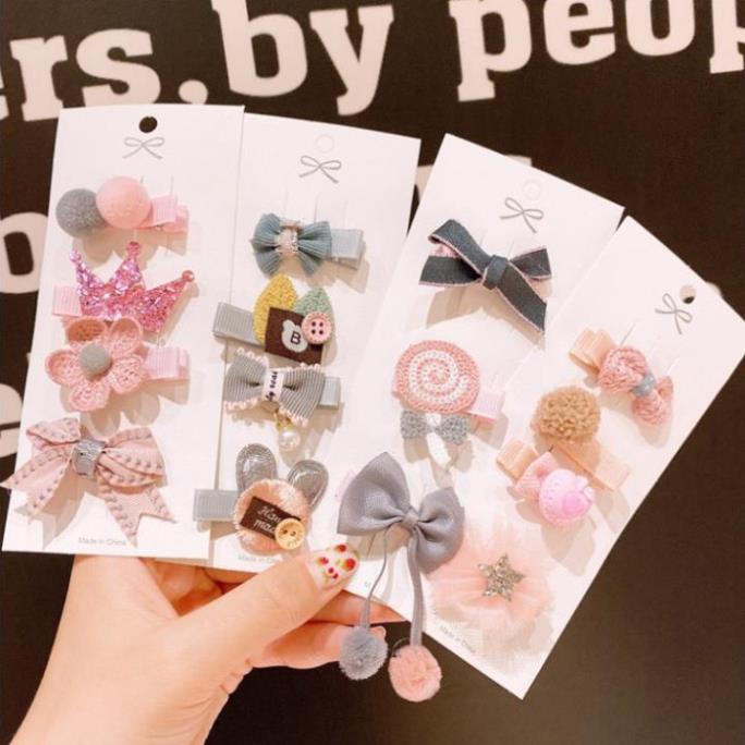 (quà tặng) SET KẸP TÓC CHO BÉ GÁI ĐÁNG YÊU PK Tkutrang
