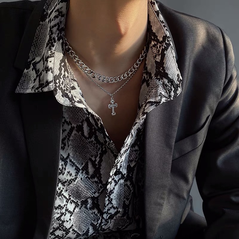 Dây Chuyền Sợi Xích Phối Mặt Thánh Giá Phong Cách Hip Hop