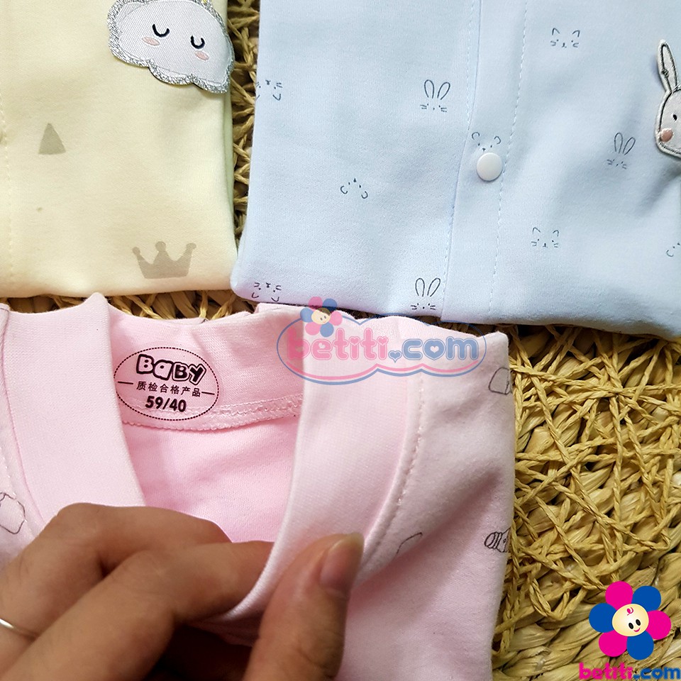 Body Dài Tay Chất Nỉ Cotton Có Cúc Cài Giữa Cho Bé Sơ Sinh