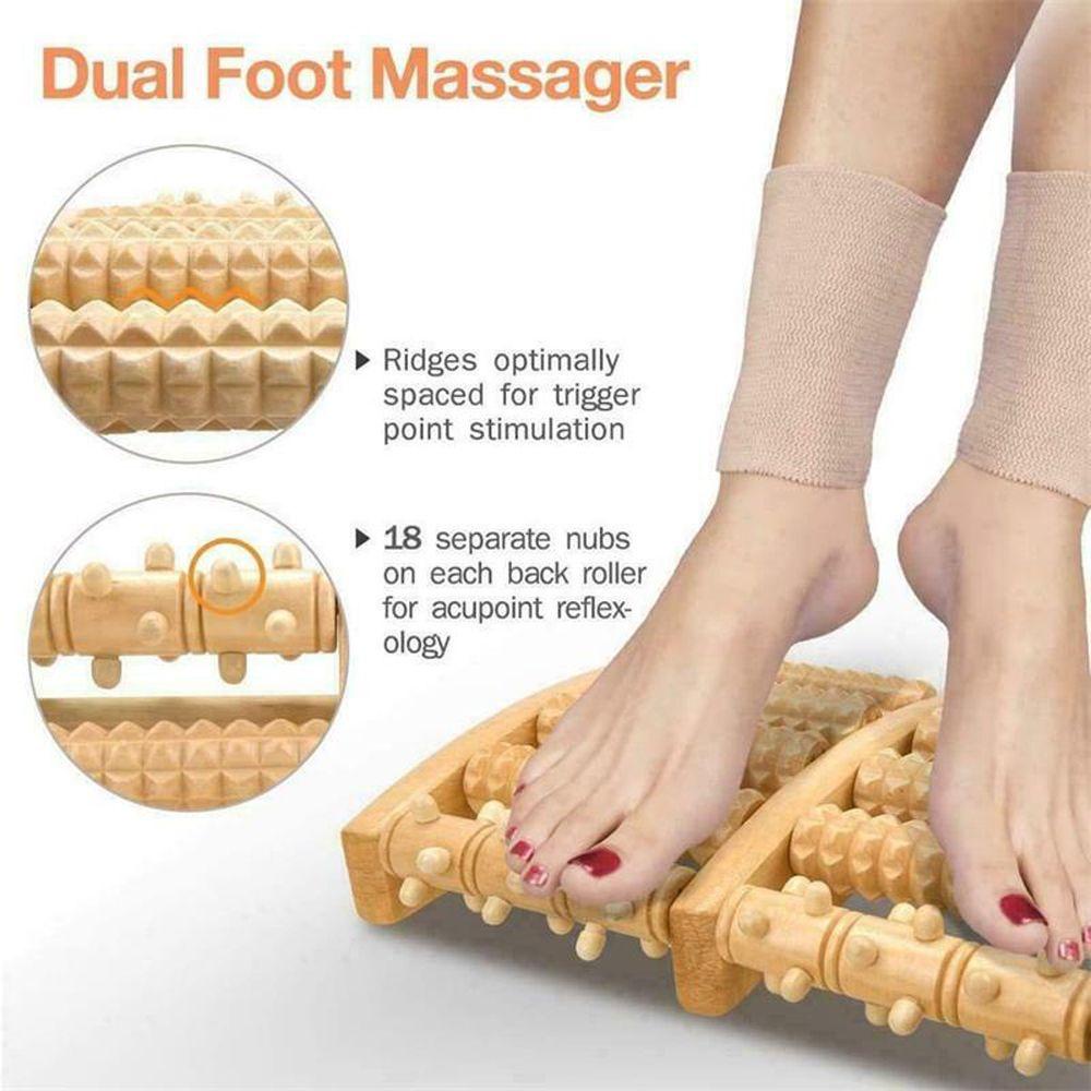 Dụng Cụ Lăn Massage Chân 5 Hàng Giảm Đau Gót Chân Bằng Gỗ 3D Chăm Sóc Sức Khỏe