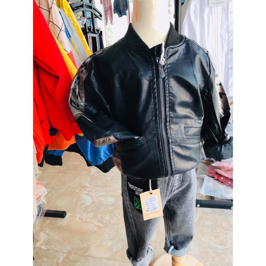 Áo khoác da bomber cho bé trai siêu chất hàng Quảng Châu