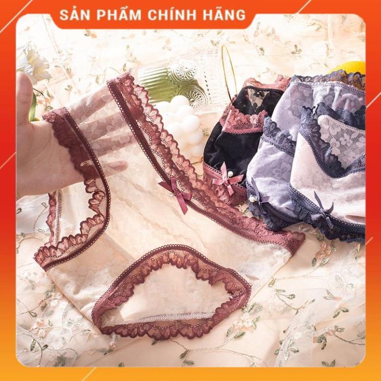 Quần Lót Nữ Ren Hoa Cao Cấp Sexy Viền Ren đính nơ 2288