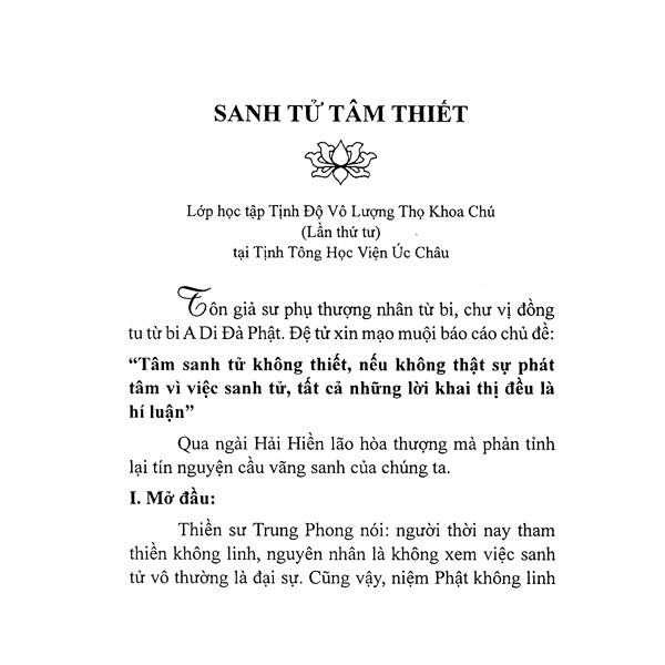 Sách - Sanh Tử Tâm Thiết