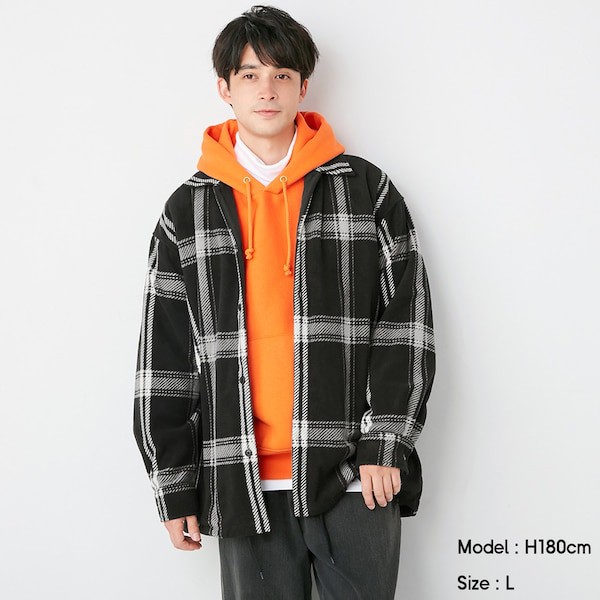 Áo khoác sơ mi nam nỉ tơ dài tay kẻ caro dòng oversize thời trang, năng động, siêu ấm áp của GU - Nhật (Form to)