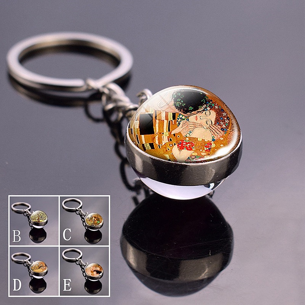 Móc Khóa Hình Quả Cầu Kính Nghệ Thuật Phát Sáng Trang Trí Túi Xách Nữ