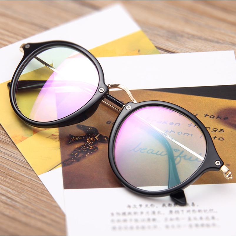 Mắt kính gọng tròn chống chống ánh sáng xanh tia UV thời trang Hàn Quốc