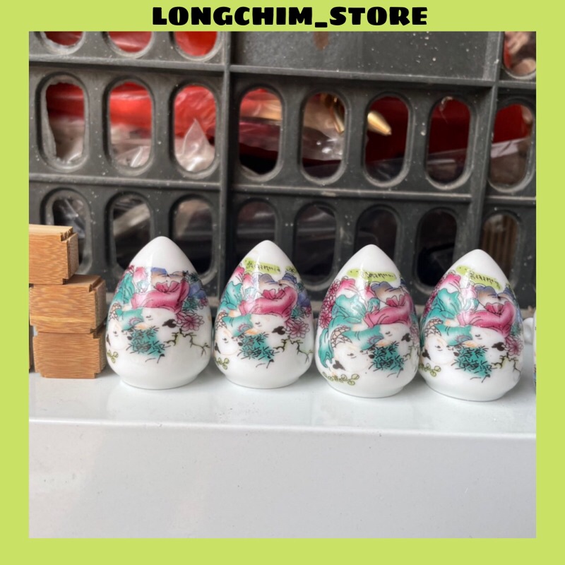 Cóng chim khuyên chất liệu gốm sứ nhiều hoa văn, tai cóng tàu hàng xịn loại 1 LONGCHIM