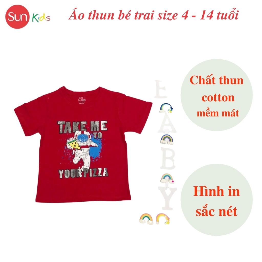 Áo thun bé trai, áo phông cho bé trai chất cotton nhiều màu, size 4-14 tuổi - SUNKIDS