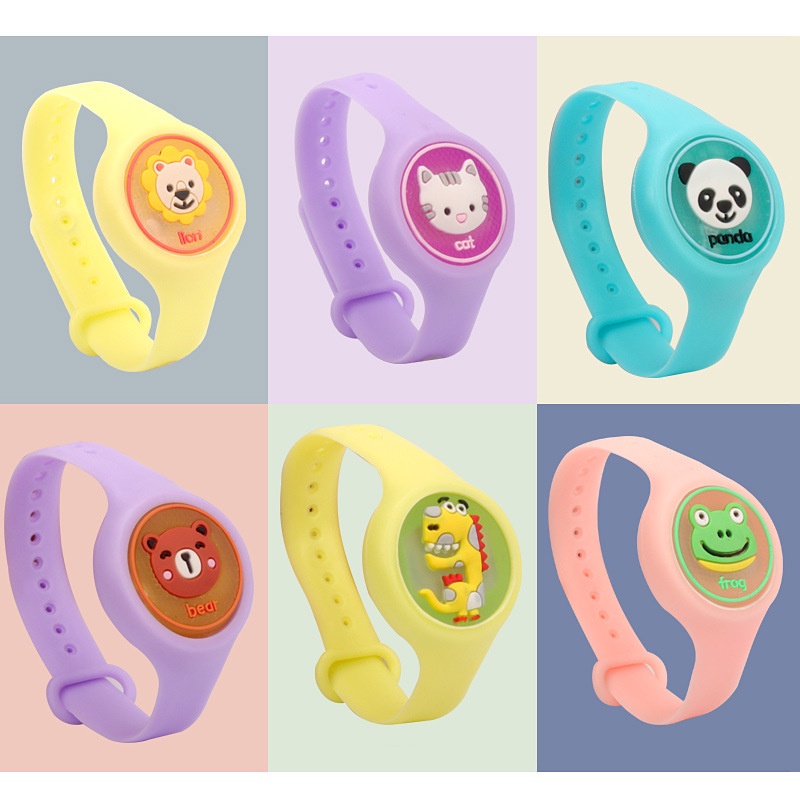 Đồng hồ đeo tay cho bé có đèn phát sáng, Đồng hồ có tinh dầu thực vật giúp đuổi muỗi cho bé có hình siêu dễ thương