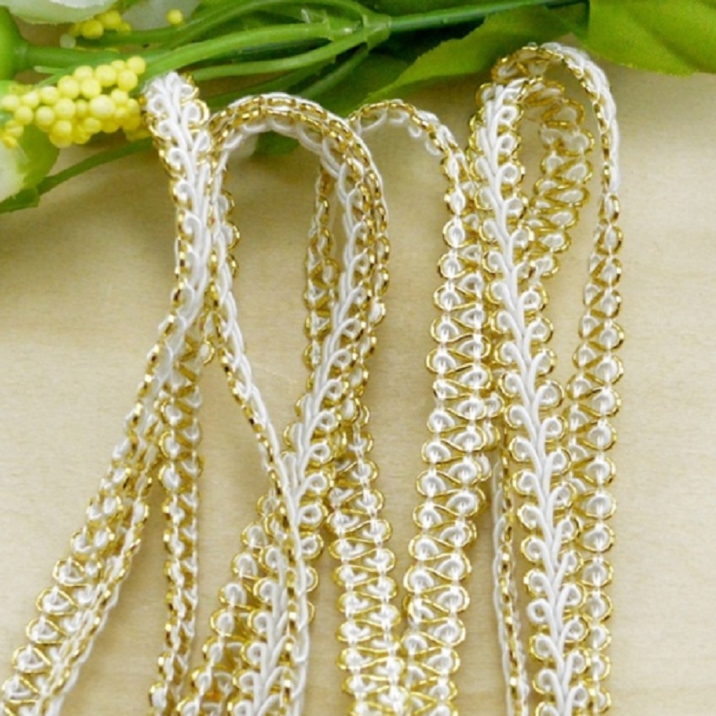 Cuộn Dây Ruy Băng Ren 5M Màu Vàng / Bạc