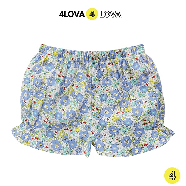 Quần short đùi bé gái 4lOVA thô cotton thoáng mát mặc nhà đi chơi dáng lửng hoạ tiết hoa nhí xinh xắn