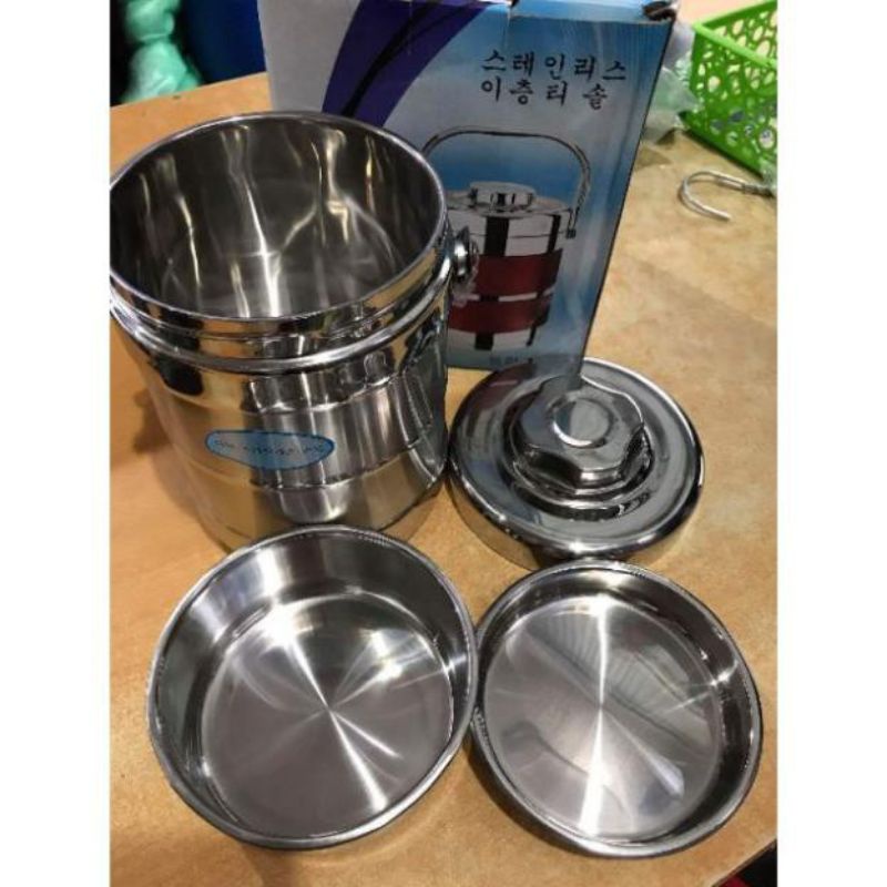 Cặp lồng inox 1,4L và 2.0L hàn quốc 3 ngăn chứa đồ