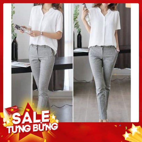 Bán lẻ giá sỉ. Áo sơ mi công sở ngắn tay cổ trụ V - MÃ SSL1217 - Hàng nhập khẩu