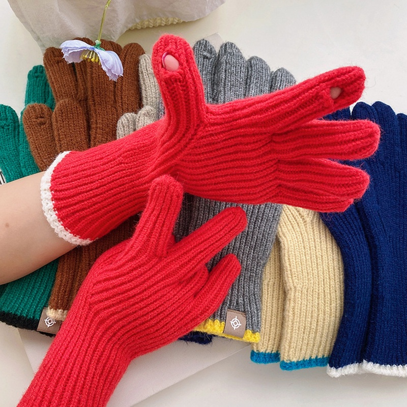 Găng Tay Dệt Kim Co Giãn Giữ Ấm Có Thể Chạm Màn Hình Cảm Ứng Tiện Lợi