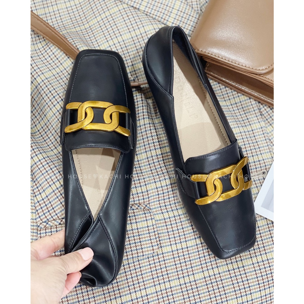 giày bệt moca nữ tag xoắn vàng 208-18