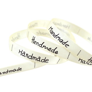 Ruy băng lụa 1cm in chữ"handmade"(giá lẻ 1met)