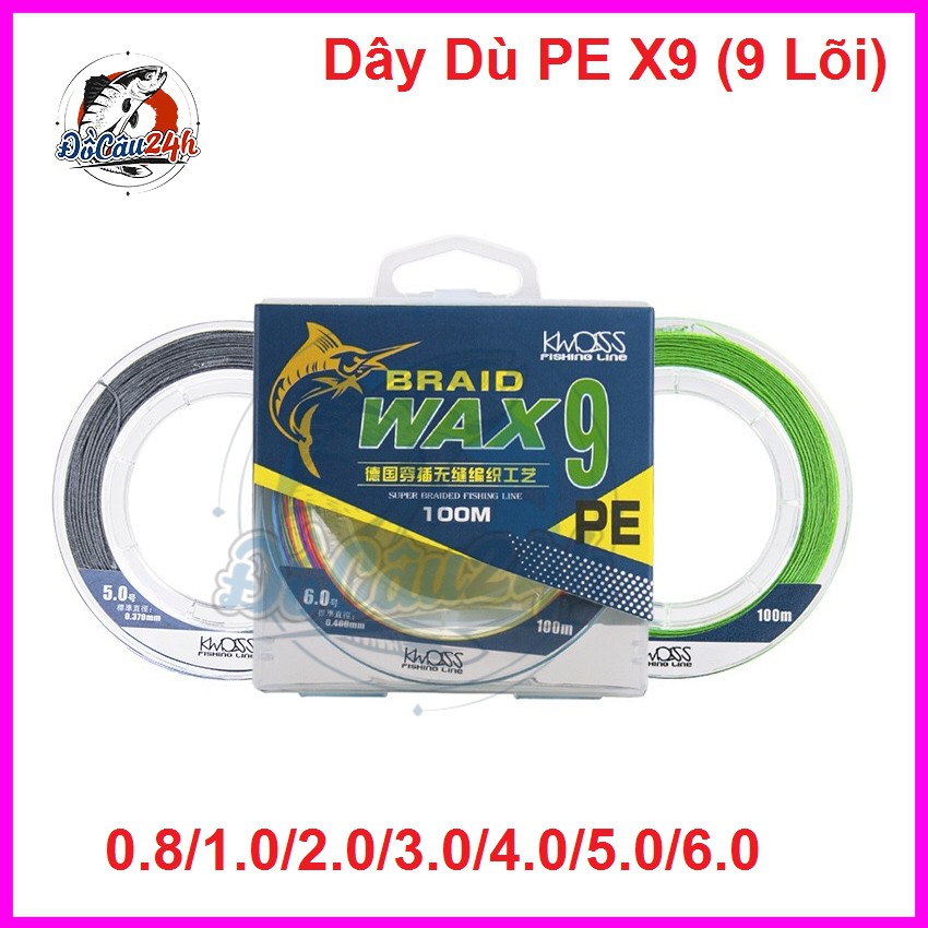 Dây Dù Câu Cá PE X9 BRAID WAX 9 Cá Kiếm Nhiều Màu 100M Lõi Siêu Bền, Mềm Mượt...