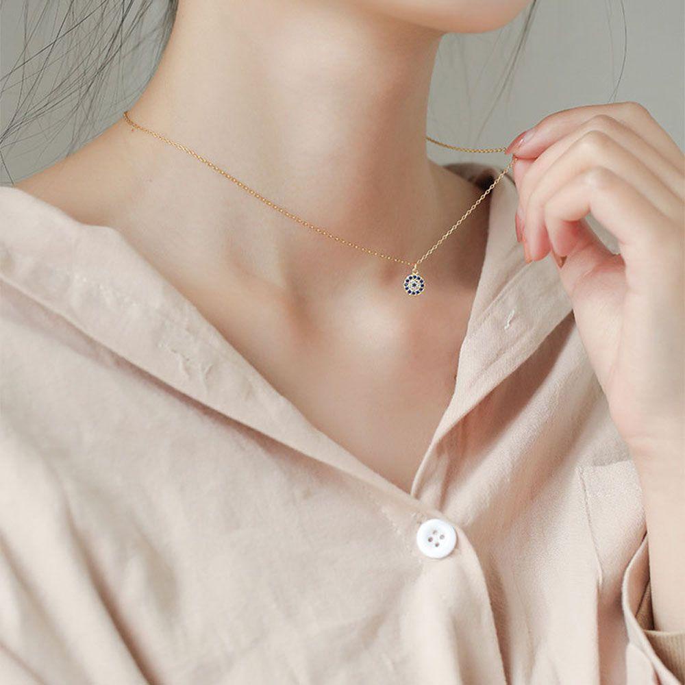 AROMA Vòng cổ Mặt Hình Hoa Hồng Xanh Dương / Bạc Thời Trang Cho Nữ