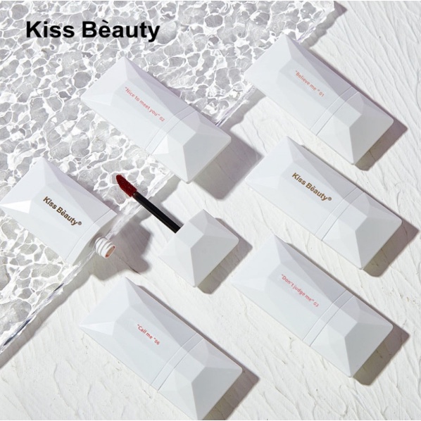 Son môi nhung đỏ matte KISS BEAUTY tông màu đẹp, mềm mịn, trang điểm nhanh, chống thấm nước, lâu trôi, thiết kế xinh xắn