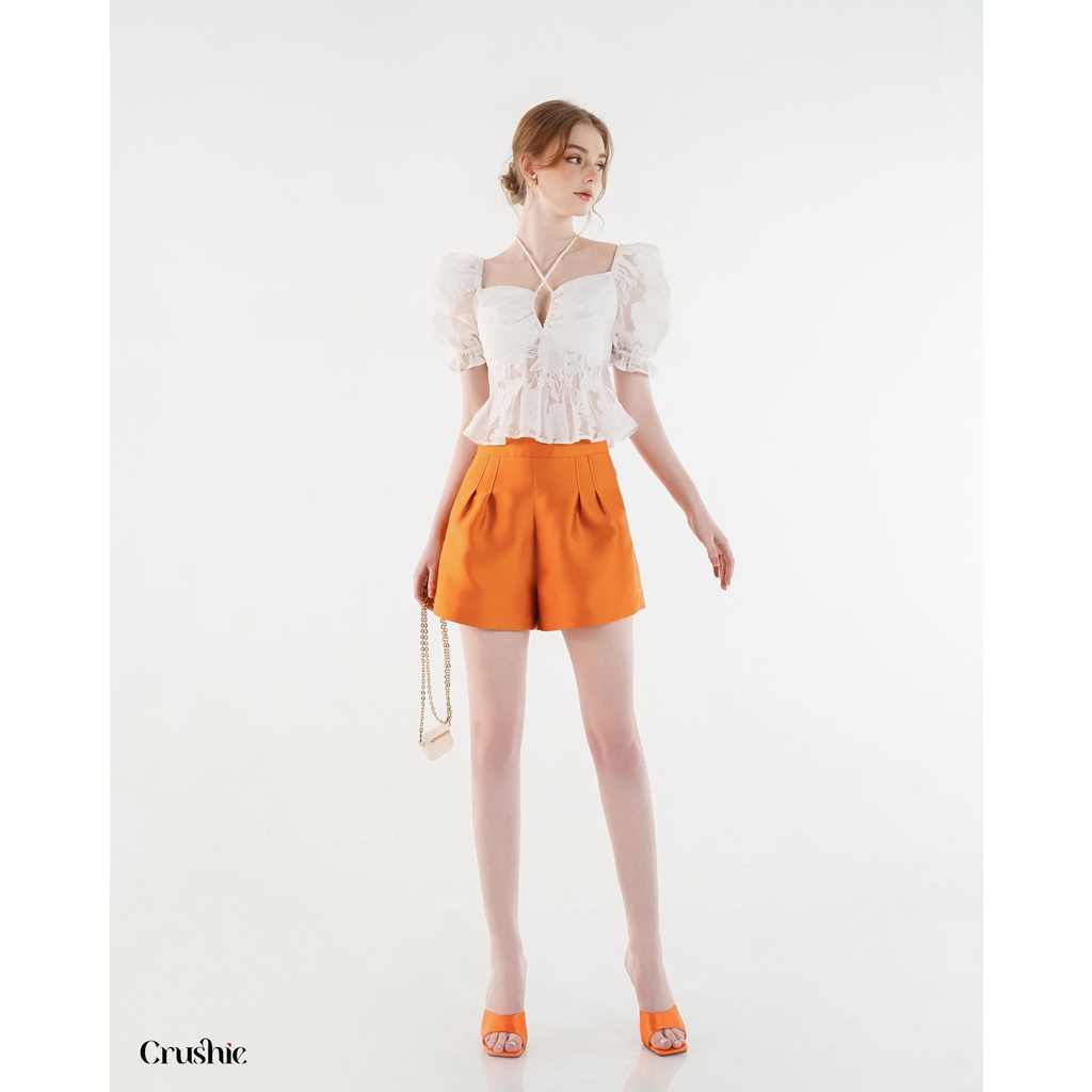 Quần short Crushie dáng suông cạp cao Doris