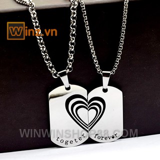 Mặt dây chuyền cặp thẻ bài MDC295 (màu bạc phối đen) - Muasamhot1208