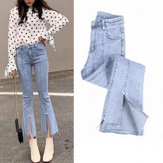 Quần jeans ống loe- ống bass- xẻ gấu cực chất- hình thật shop chụp