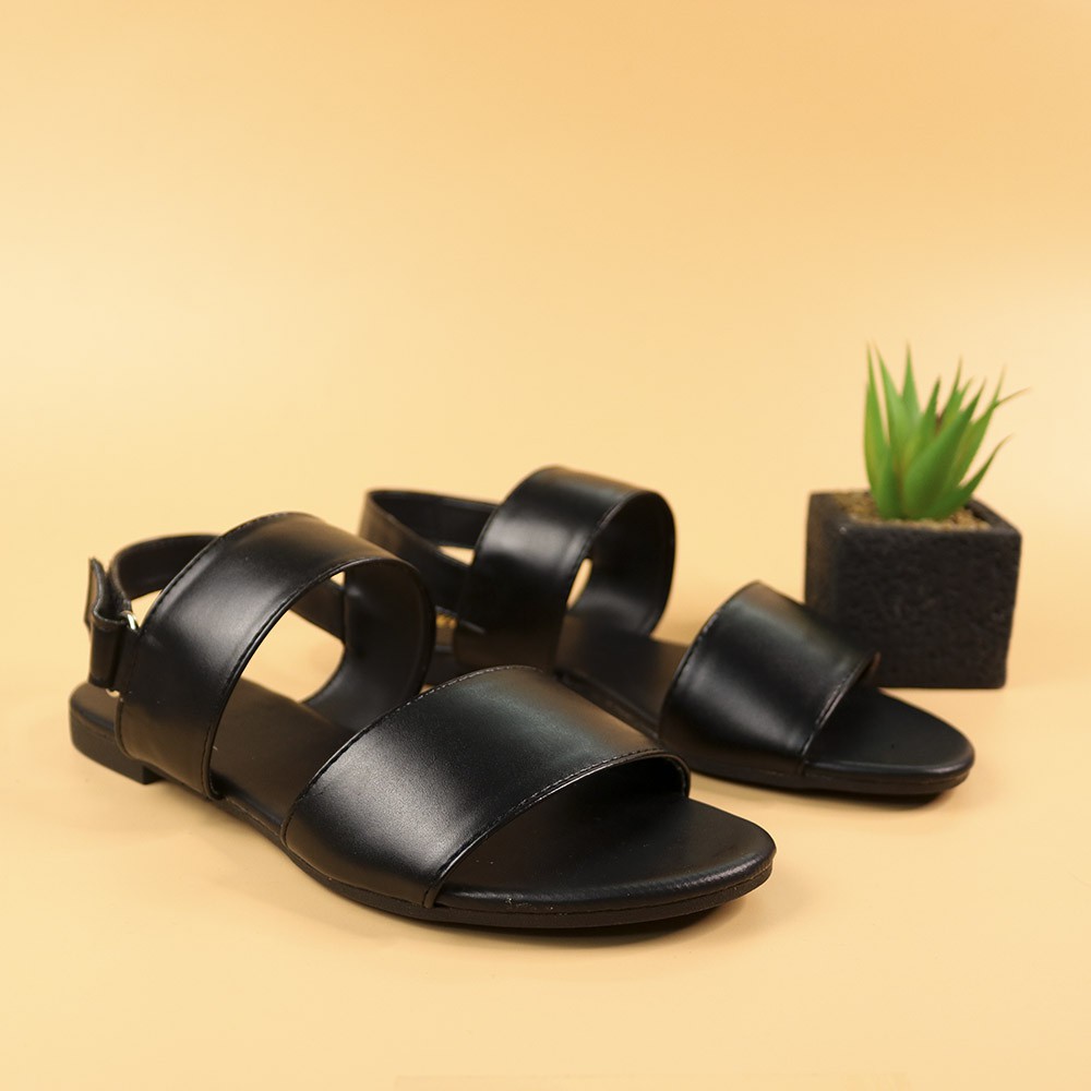 {FREESHIP} Giày sandal nữ đế bằng 2 bản ngang quai hậu sy0596