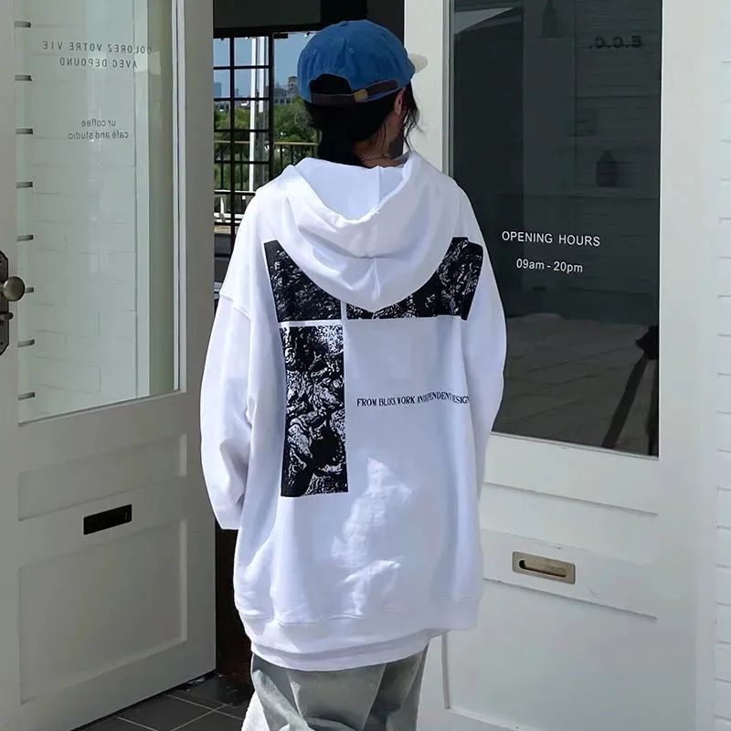 COZOK Áo Hoodie Tay Dài Dáng Rộng In Họa Tiết Thời Trang
