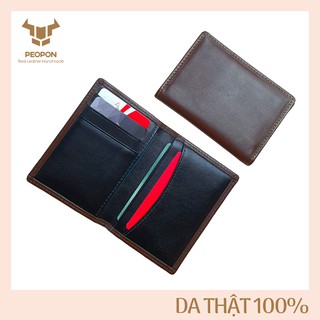 [Da Thật 100%] Ví Mini Nam Nữ Da Bò Cao Cấp, Ví Đựng Thẻ Cardholder - Phối 2 Màu Đen Nâu - Bảo Hành 3 Năm