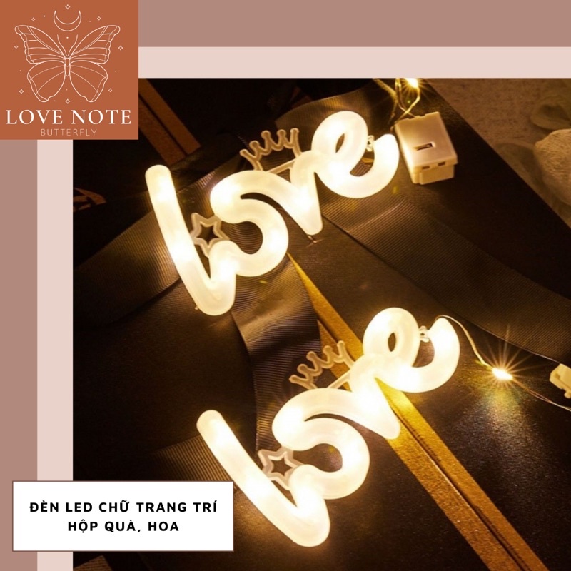 Đèn LED chữ LOVE & 520 trang trí quà tặng, hoa, bàn học và phòng ngủ
