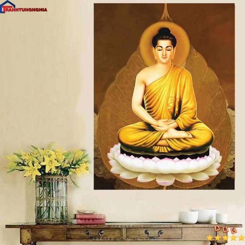 Tranh đính đá ABC, tranh thêu chữ thập phật thích ca mâu ni
