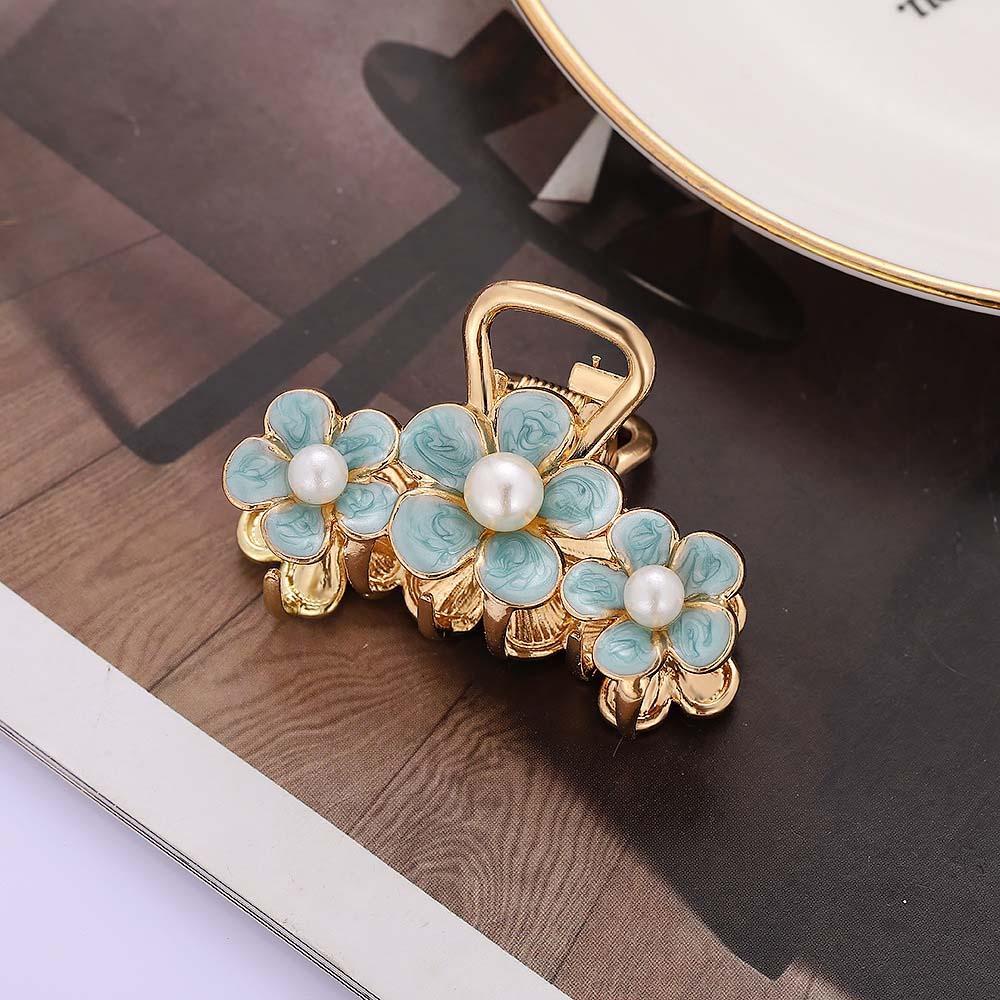 QQMALL Kẹp Tóc Kim Loại Hình Hoa Đơn Giản Phong Cách Retro Hàn Quốc